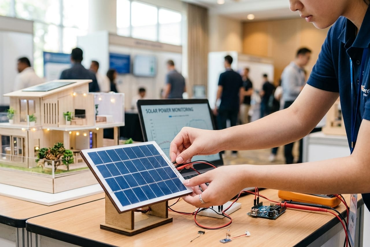 Solar energy project model on display at the exhibition